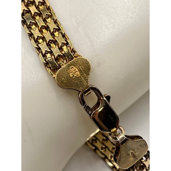 HCT Signed Italy Gold Sterling Silver Woven Braid Chain Bracelet 925 Vermeil - Picture 11 of 11